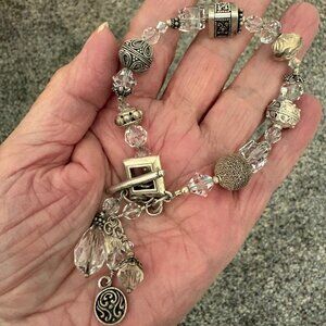 Tres Jolie Crystal and Silver Bead Bracelet 8"